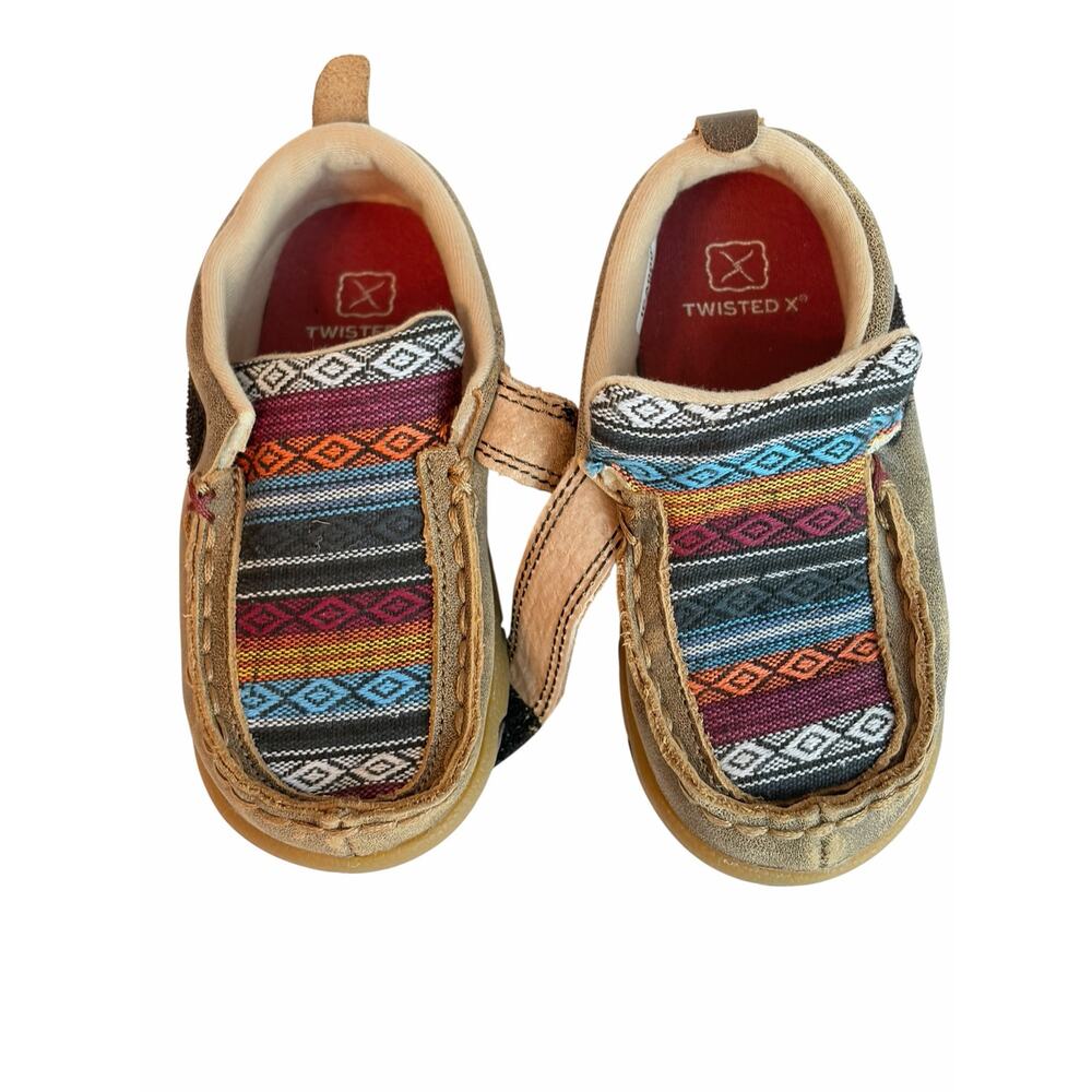 Twisted X Little Kid Brown Bomber Driving Mocs Canvas / Serape Inlay Toddler 7 - Picture 9 of 11